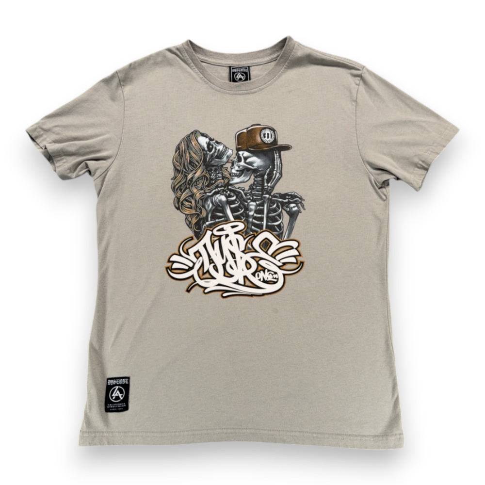 DyseOne Shirt Adult MEDIUM Gray Skeleton Couple Graffiti Streetwear Tattoo